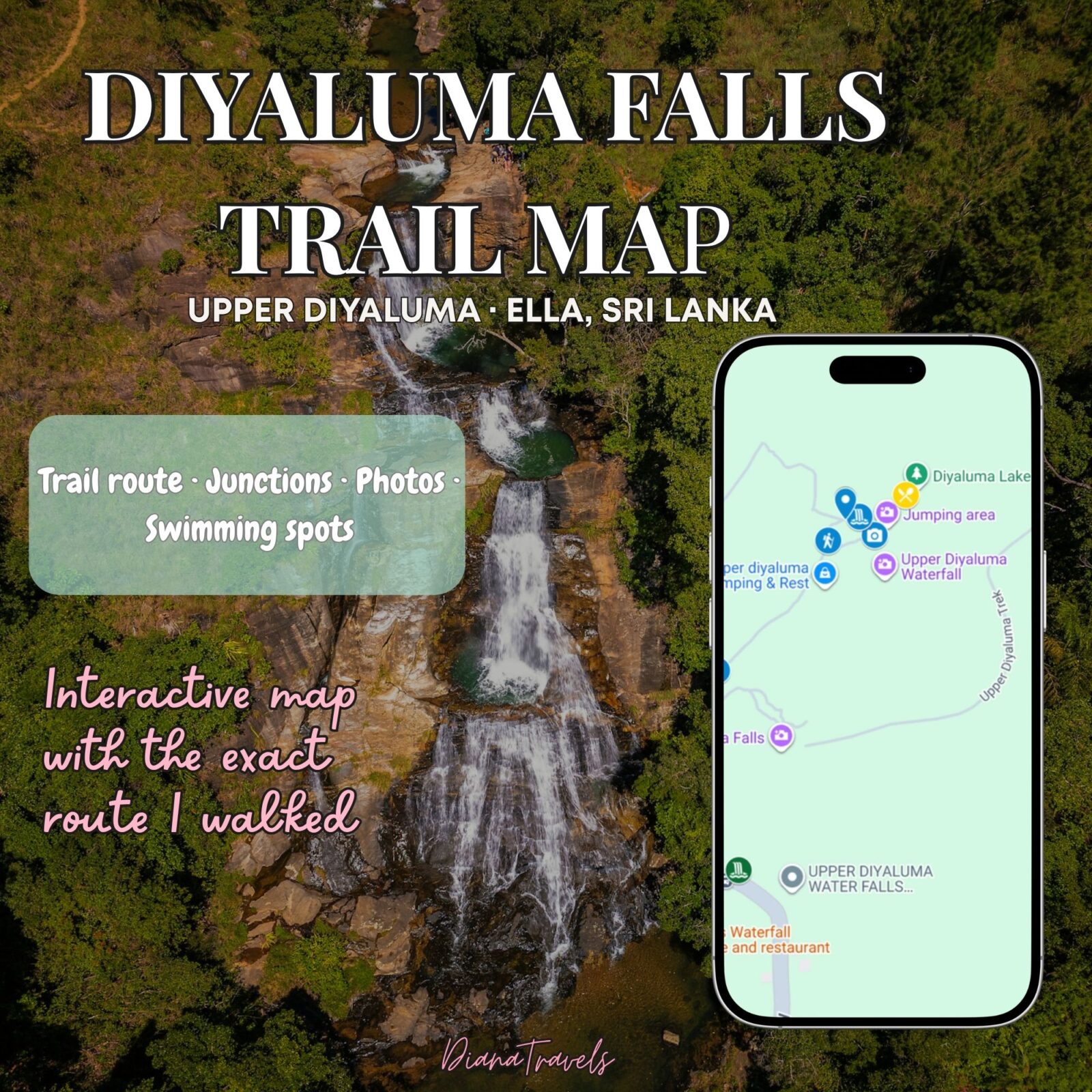 Diyaluma Falls Trail Map – Upper Diyaluma, Ella, Sri Lanka