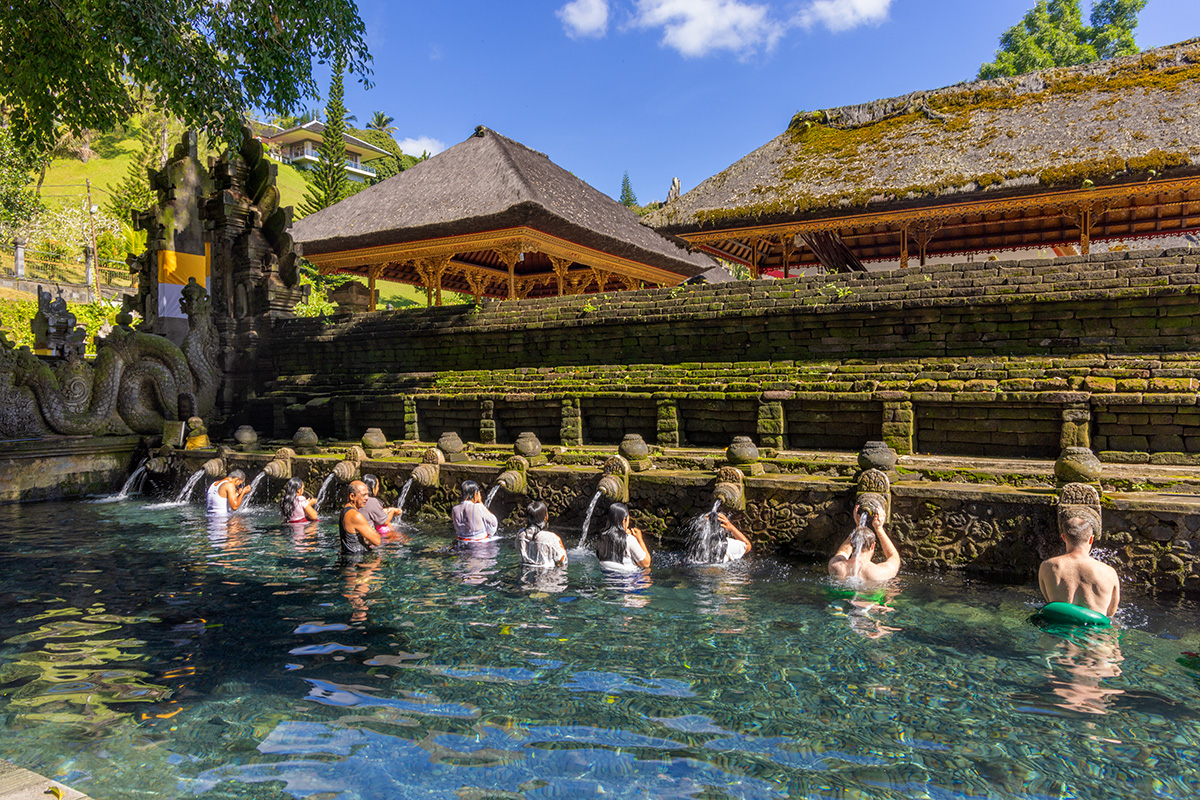 Purification pools at Tirta Empul Temple near Ubud, Bali